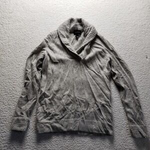 McDuff Sweater Womens Medium Gray Collared Long Sleeve Cashmere Knit Pullover